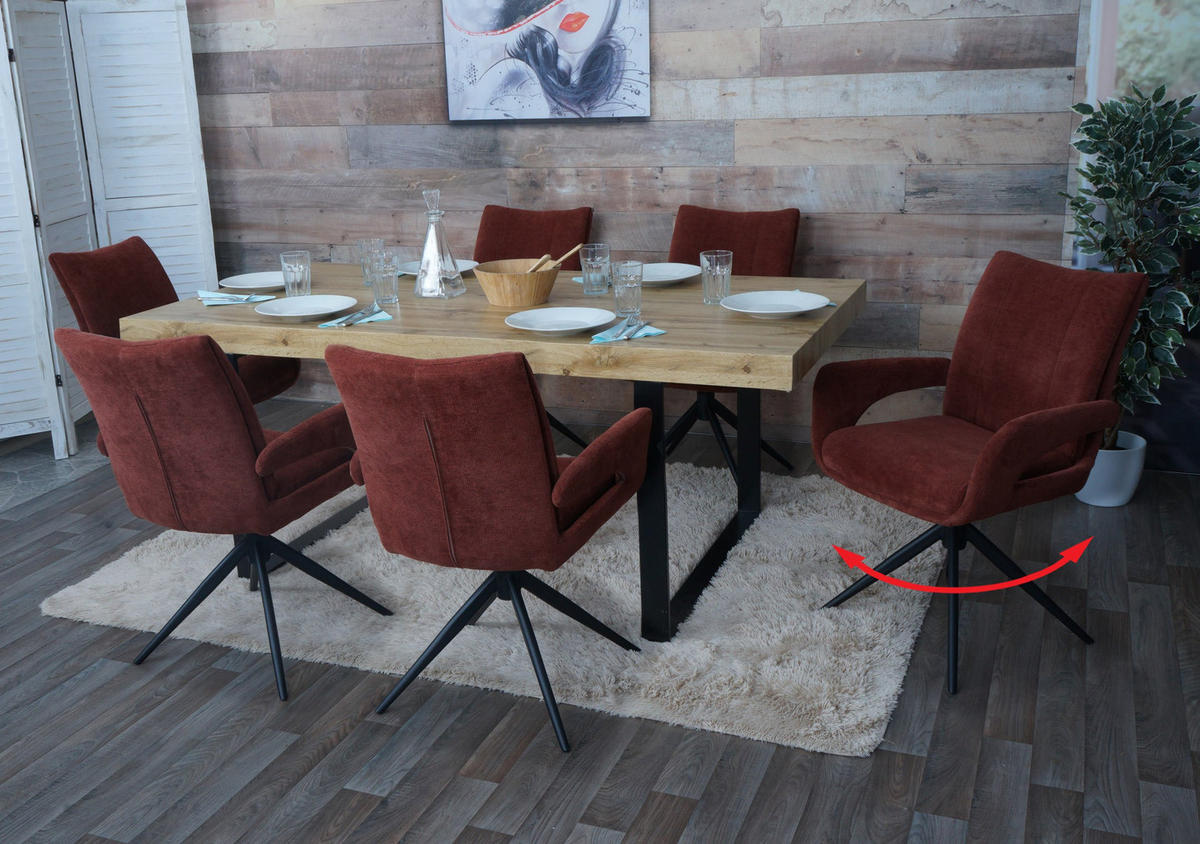 ESSZIMMERSTUHL Rotbraun 6er-Set - Rotbraun, Textil (60/90/60cm) - MCW