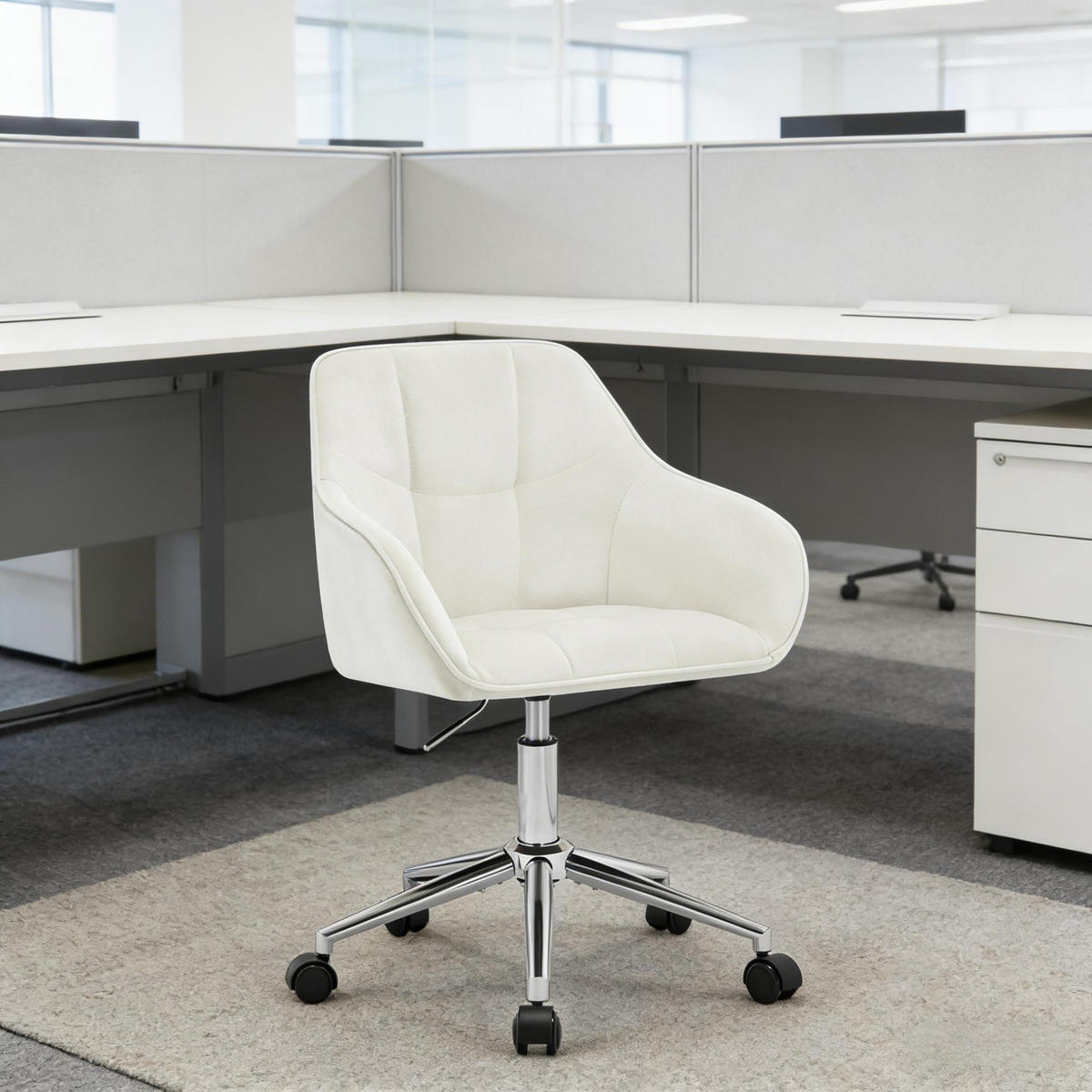 BÜROSTUHL Cremeweiß 40,5/40/86 cm - Creme, Metall (61/40/40.5cm) - PANGIVO