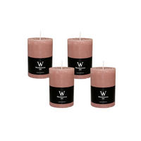 STUMPENKERZE Rustik Rosenholz Rosa 90 x 58 mm, 4er Adventskerzen-Set - Rosa, Paraffin (9cm) - Wiedemann Kerzen