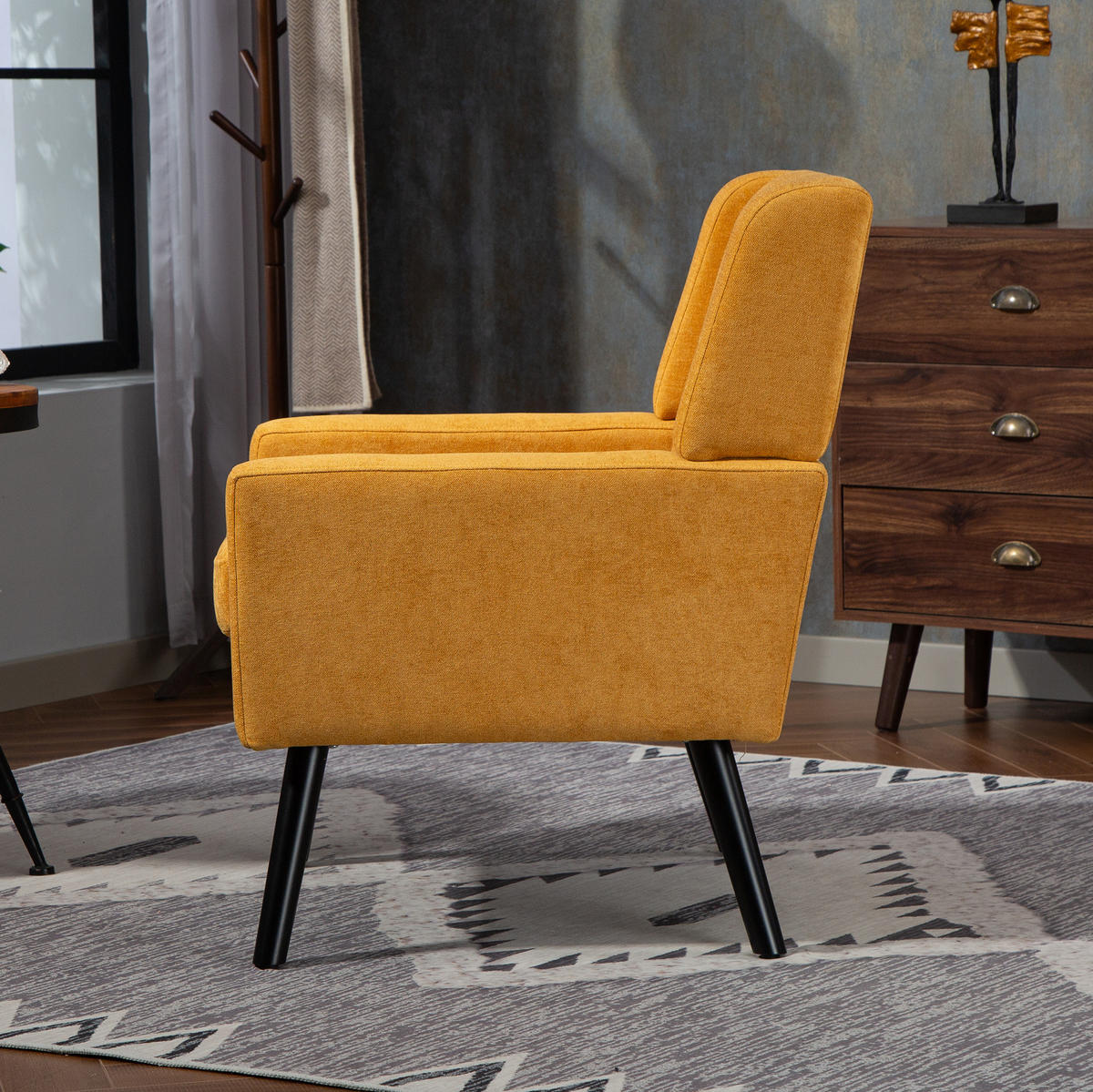 POLSTERSTUHL Leinenbezug mit Tufting, Massivholzbeinen 68/76/88 cm Gelb 130 kg - Gelb, Textil (76/88/68cm) - Redom