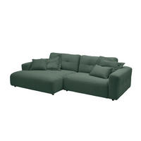 ECKSOFA XL MIKA Smaragdgrün Cord - Smaragdgrün/Schwarz, Kunststoff/Textil (296/167cm) - KAWOLA