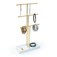 SCHMUCKSTÄNDER mit 3 Ebenen - Goldfarben, Metall (11/47/24cm) - Intirilife