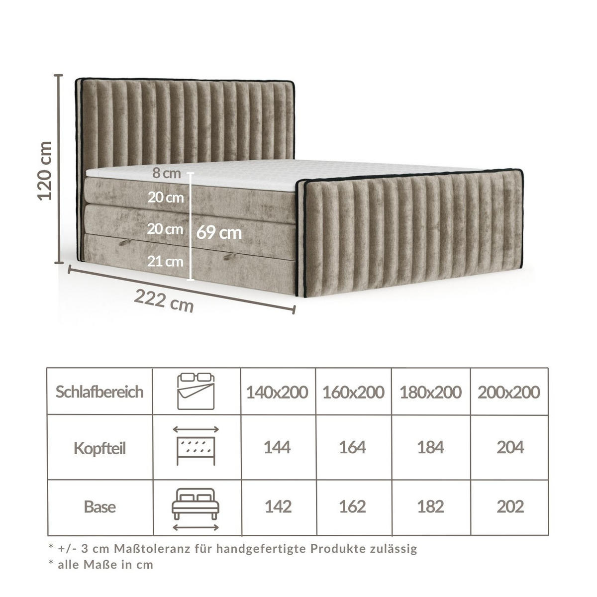 BOXSPRINGBETT Nocturne Anthrazit 180/200 cm - Anthrazit/Schwarz, Holz/Holzwerkstoff (180/200cm) - Maison de Reve