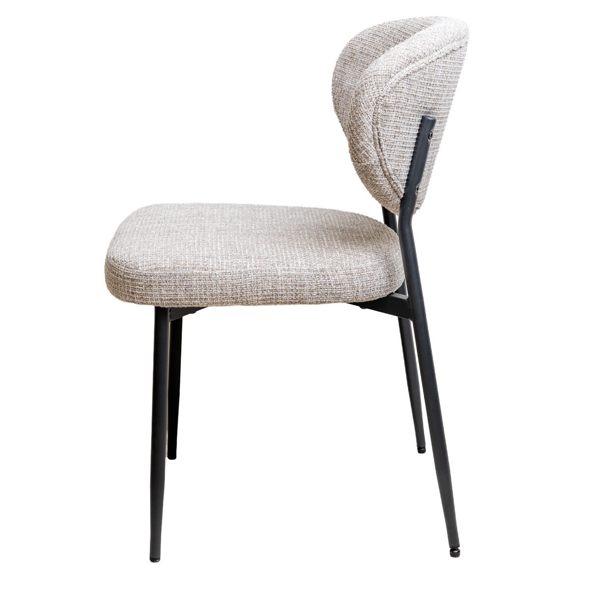 ESSZIMMERSTUHL Vajèn – Beige – Chenille – schwarzes Gestell – 2er-Set - Beige/Schwarz, Textil/Metall (48/80/57cm) - Giga Meubel