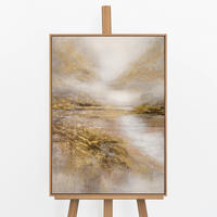 GEMÄLDE Helles See Schattenfugenrahmen Eichefarben 70x50 cm - Eichefarben, Holz (70/50cm) - YS-art gallery