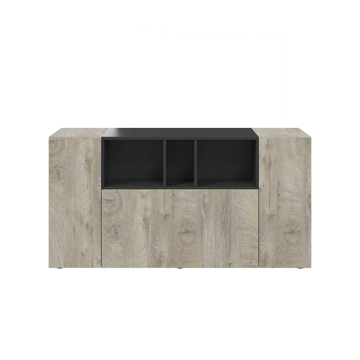 SIDEBOARD mit 3 Türen, davon 1 Flügeltür und 3 Nischen Tamiko - L150cm - Eiche Artisan/Grau, Holzwerkstoff (41/76/150cm) - Calicosy