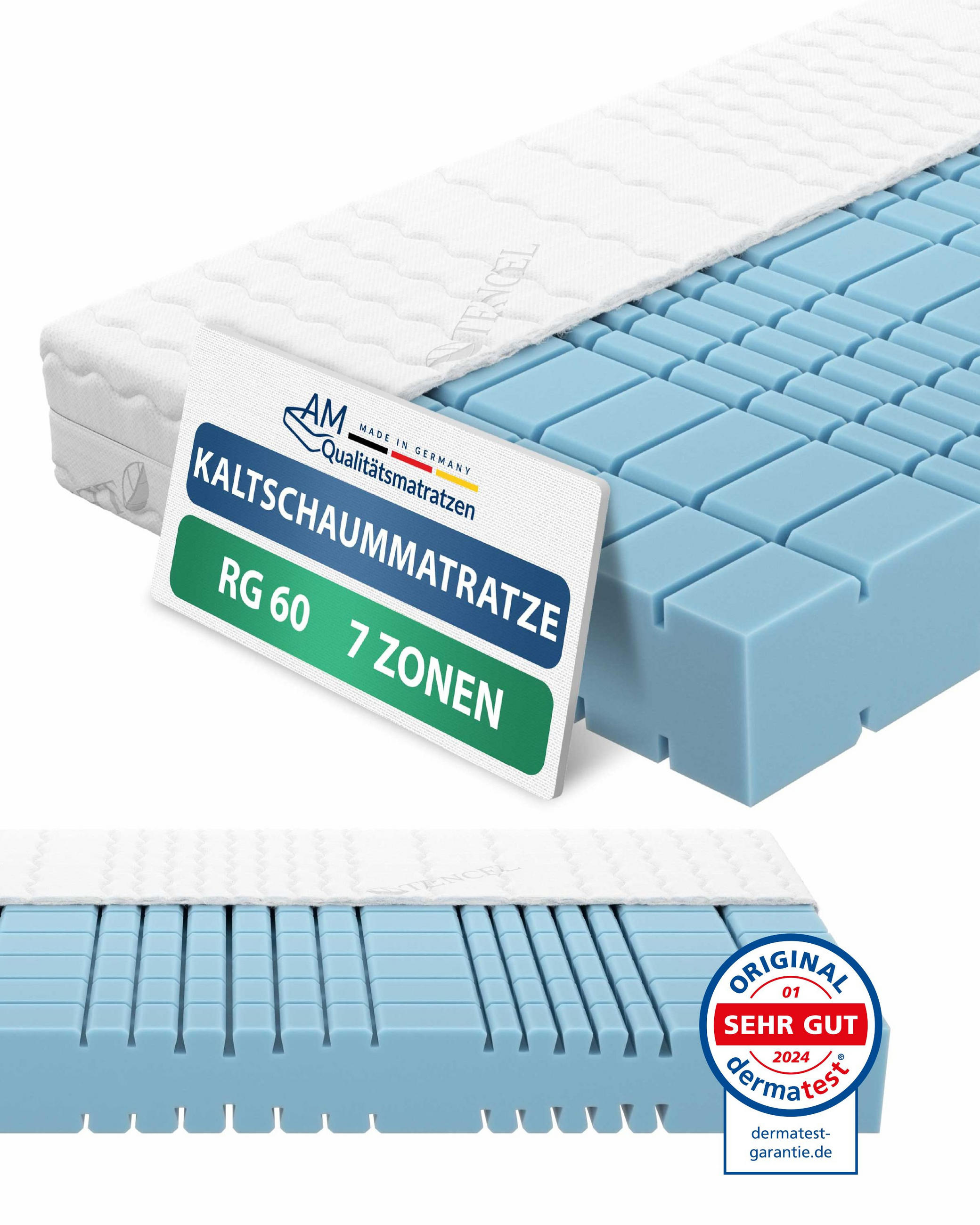 AM Qualitätsmatratzen MATRACE ze studené pěny 140/200 cm H2 - výška 19 cm a potah z tencelu