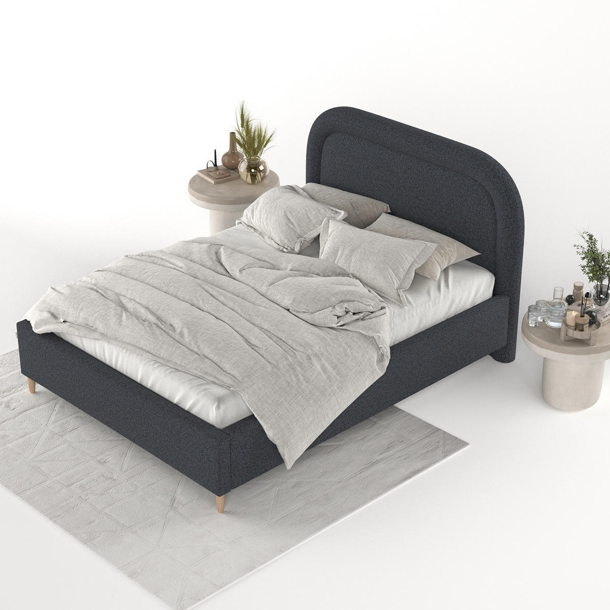 POLSTERBETT Zoya 120/200 cm Anthrazit im Riva Stoff - Anthrazit/Naturfarben, Holz/Holzwerkstoff (120/200cm) - AltaBeds