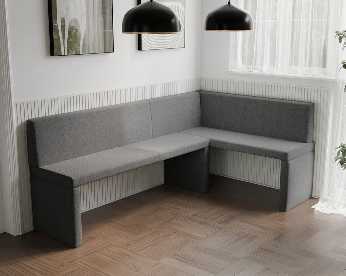 ECKBANK rechts OWEN Webstoff, 142/196 cm Dunkelgrau - Dunkelgrau, Holz/Textil (142/196cm) - Idohome