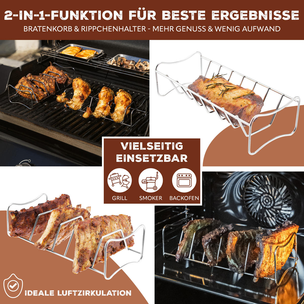 RIPPCHENHALTER 2in1 2er Set, Edelstahl - Edelstahlfarben, Metall (12/8/28cm) - bremermann