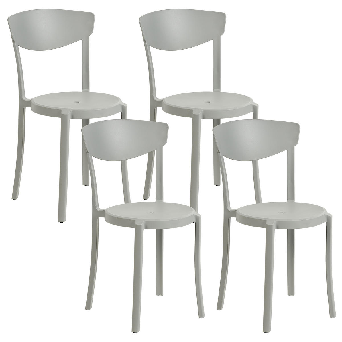 GARTENSTÜHLE 4er-Set Kunststoff hellgrau Vieste - Hellgrau, Kunststoff (42/80/40cm) - Beliani