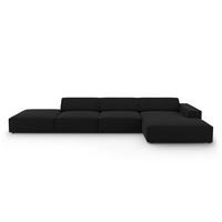 ECKSOFA rechts Jodie aus strukturiertem Stoff schwarz 5 Sitzplätze - Schwarz, Textil (166/341cm) - Micadoni