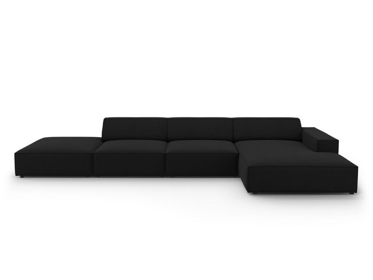 ECKSOFA rechts Jodie aus strukturiertem Stoff schwarz 5 Sitzplätze - Schwarz, Textil (166/341cm) - Micadoni