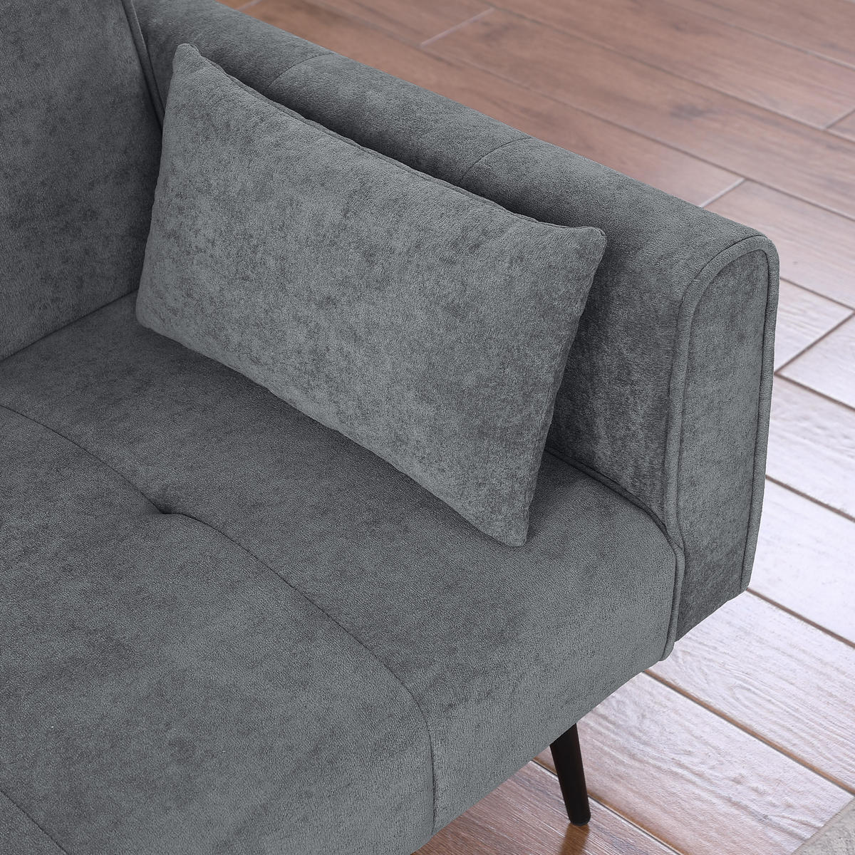 2-SITZER SCHLAFSOFA Cord Grau mit verstellbarer Rückenlehne - Grau, Holzwerkstoff/Textil (175/71/71cm) - WISHDOR