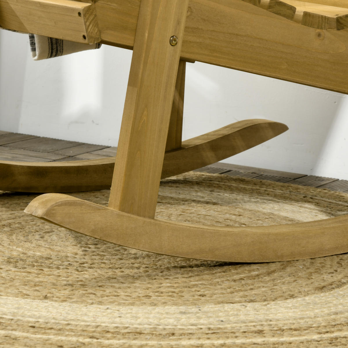 SCHAUKELSTUHL mit Armlehne, bis 130 kg, 64 x 86 x 85 cm, Tannenholz, Hellbraun - Braun, Holz (86/85/64cm) - Outsunny