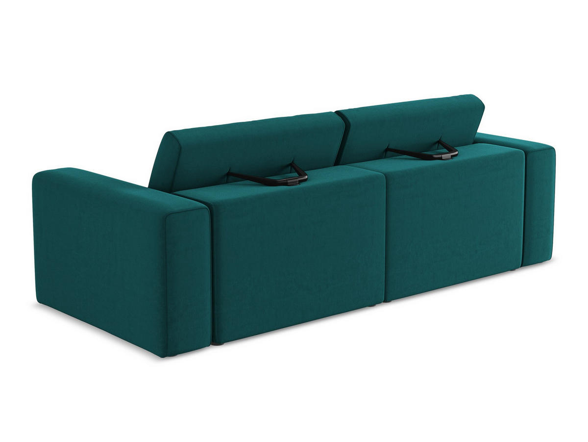 3-SITZER SOFA Samt Stoff Blau - Blau/Petrol, Kunststoff/Textil (224/80/103cm) - Makamii