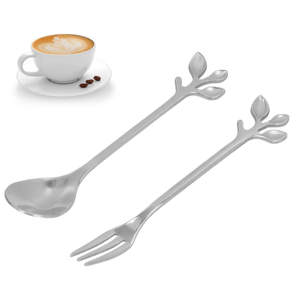 BESTECK-SET 2-teiliges Edelstahl Löffel und Gabel silber - Silberfarben, Metall