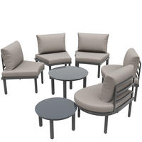 LOUNGEMÖBEL-SET 5-Sitzer mit Sitzkissen - Grau, Glas/Metall - Urban Meuble