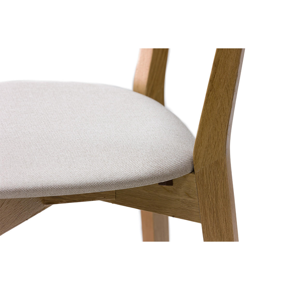 BARHOCKER Helles Holz Massiv Eiche Beiger Stoff H65 cm LUCIA - Beige, Holz (54/102/43cm) - Miliboo