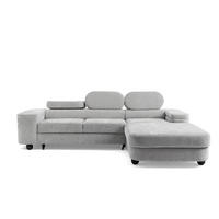 ECKSOFA LOVE L Rechts mit Schlaffunktion 124x210 Chenille Hellgrau - Hellgrau/Schwarz, Holz/Textil (205/284cm) - Muffo