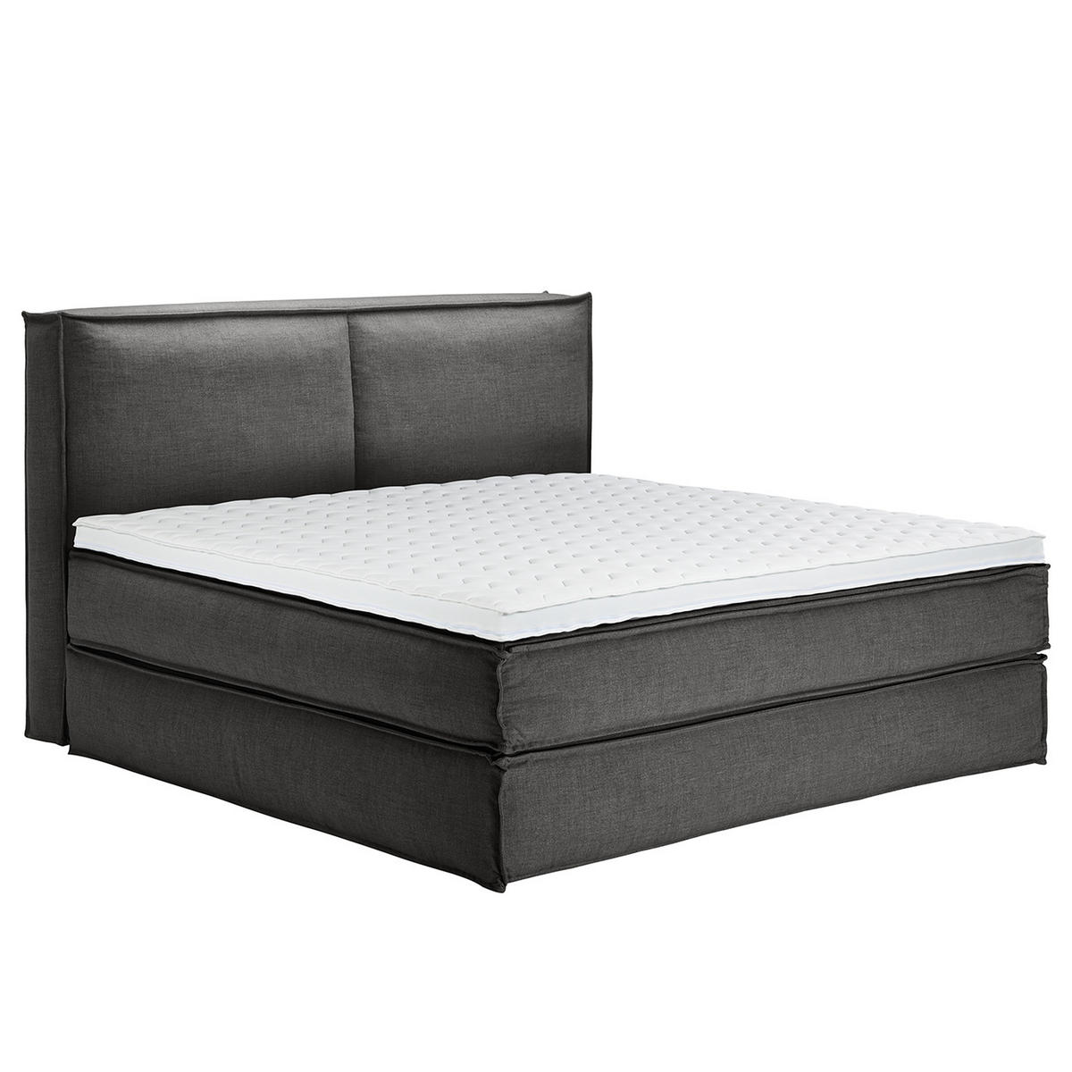 BOXSPRINGBETT mit Kopfteil - Premium - Anthrazit, Textil (200/220cm) - home24