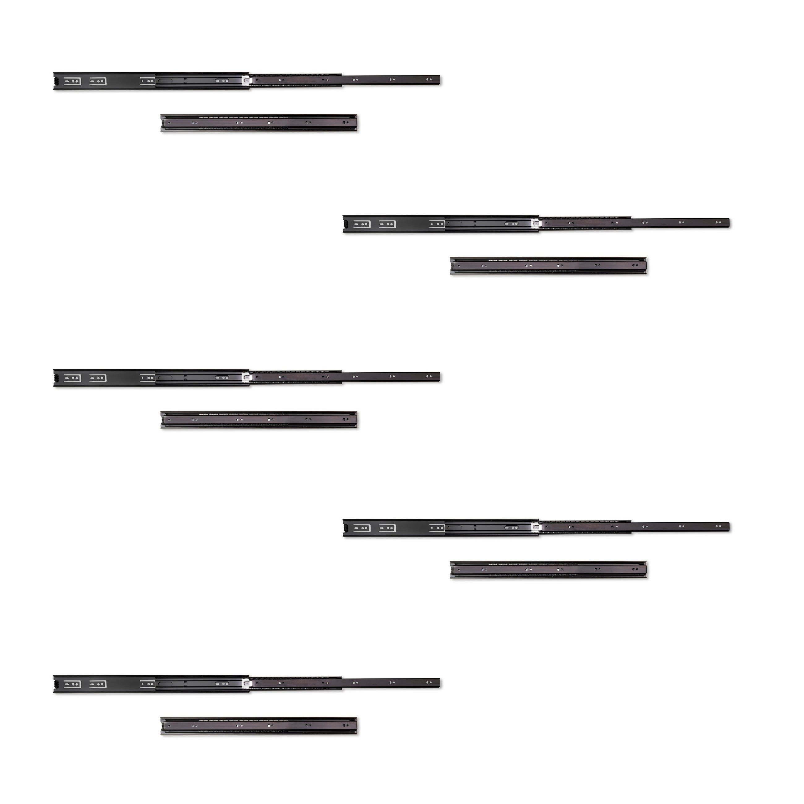 KUGELFÜHRUNGEN Höhe 45mm, Tiefe 500mm, Vollauszug, Schwarz 5er-set - Schwarz, Metall (1.27/5/50cm) - EMUCA