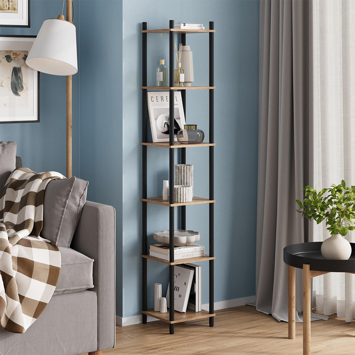 ROHOVÁ POLICE Bivio Zlatý dub power/antracit - medově dubová, kompozitní dřevo (30/163.5/30cm) - Vicco