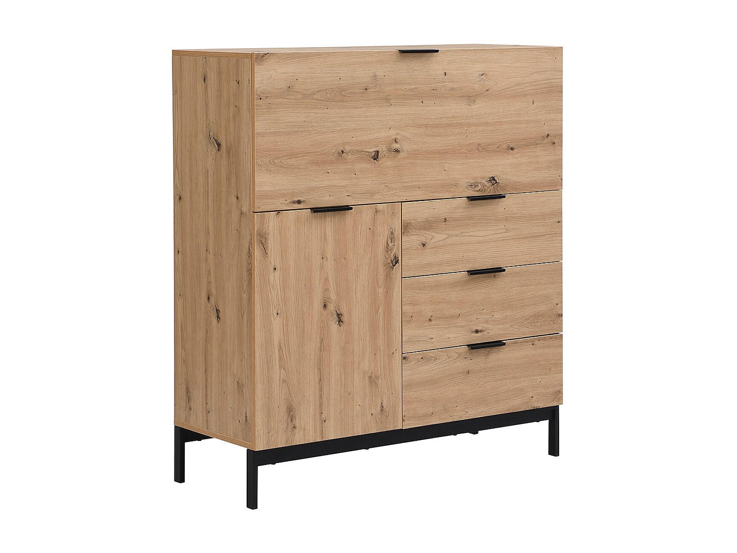 SEKRETÄR mit 2 Türen & 3 Schubladen - MDF & Metall - Naturfarben - ERWIN - Naturfarben, Holz (100/40/115cm) - Vente-Unique