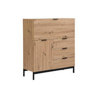 SEKRETÄR mit 2 Türen & 3 Schubladen - MDF & Metall - Naturfarben - ERWIN - Naturfarben, Holz (40/100/115cm) - Vente-Unique