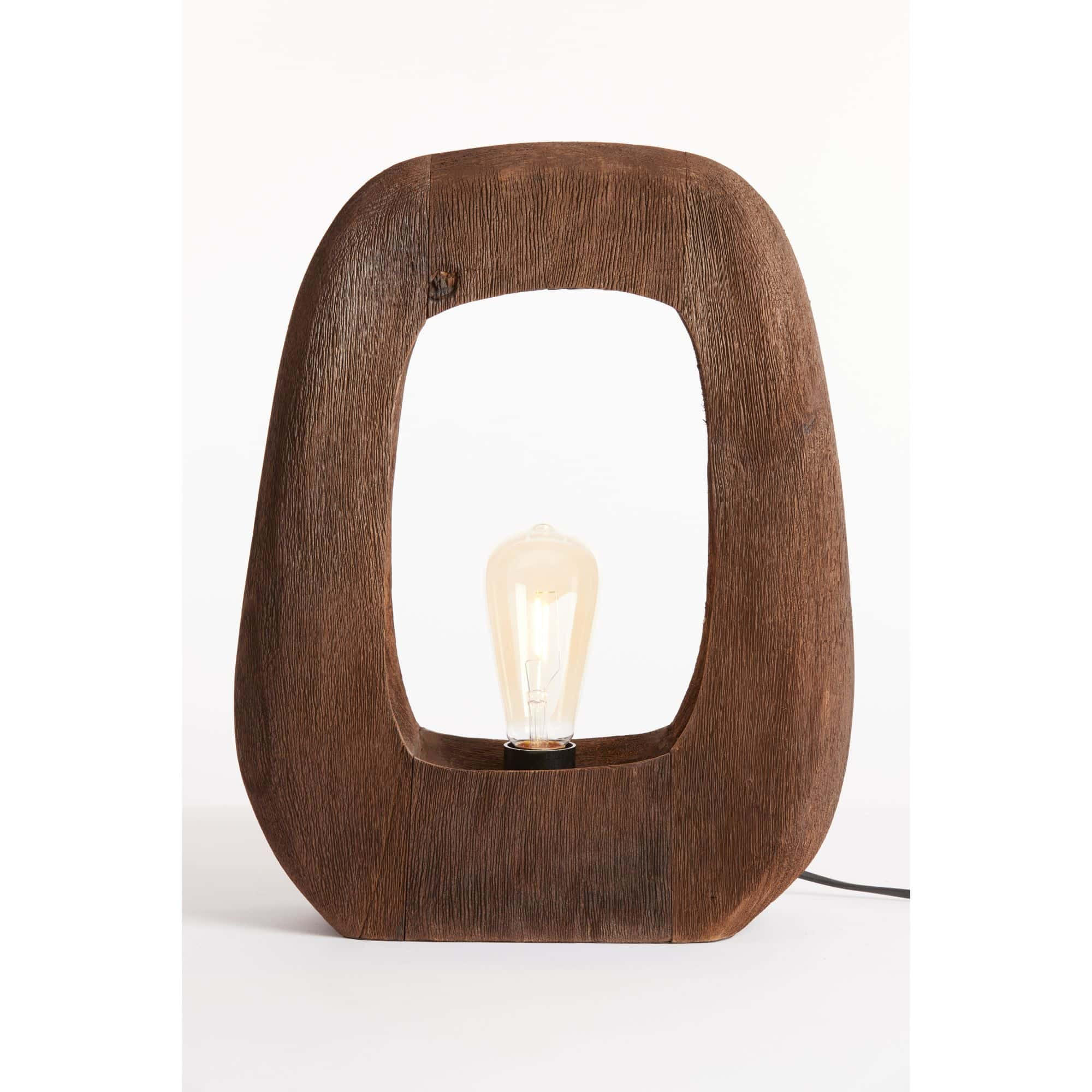 TISCHLAMPE Kelafo Braun 33/10/40 cm - Dunkelbraun, Holz (33/10/40cm) - Light & Living
