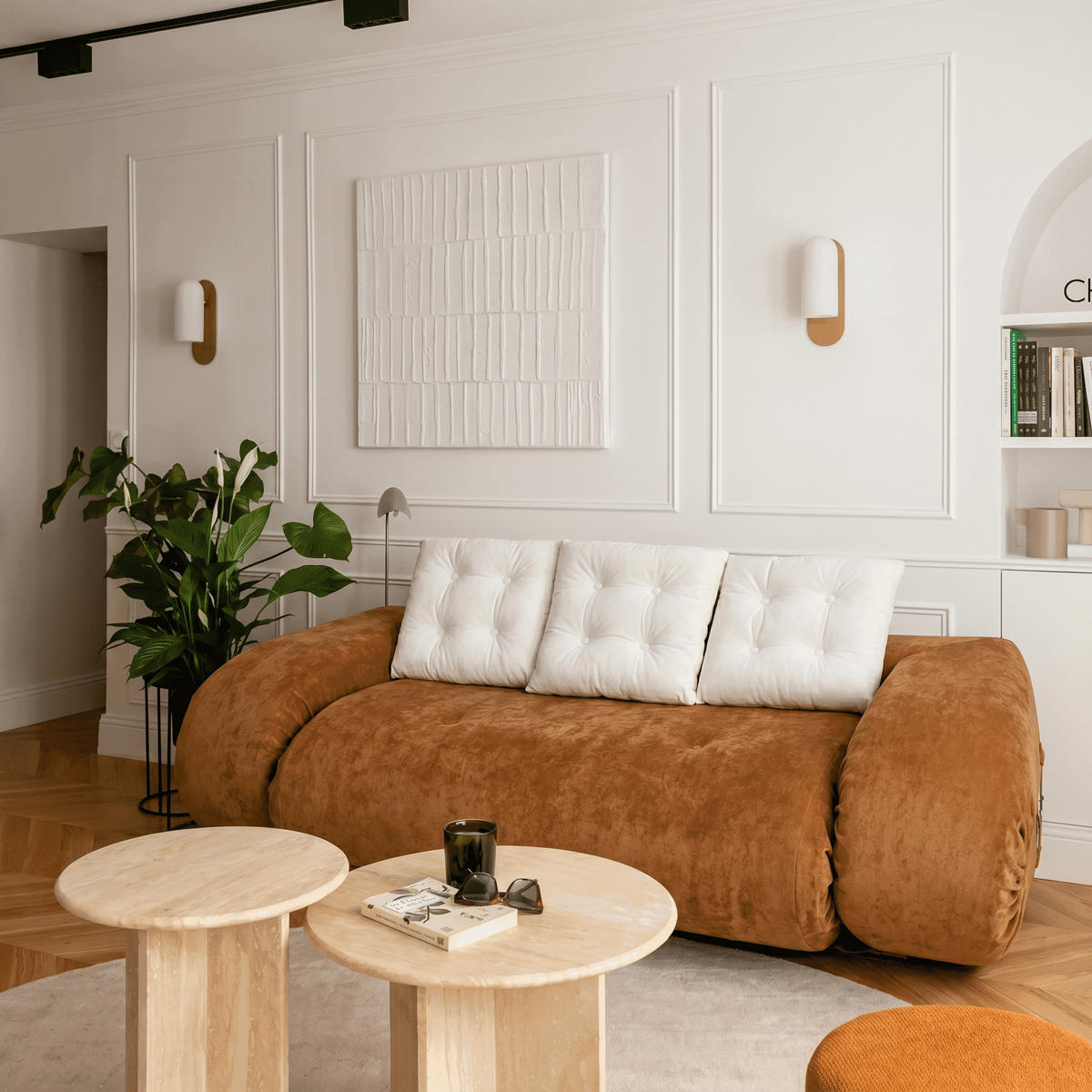 SCHLAFSOFA Okoa 2-Sitzer - Orange Weiß - Orange, Textil (160/60/120cm) - COCO Living