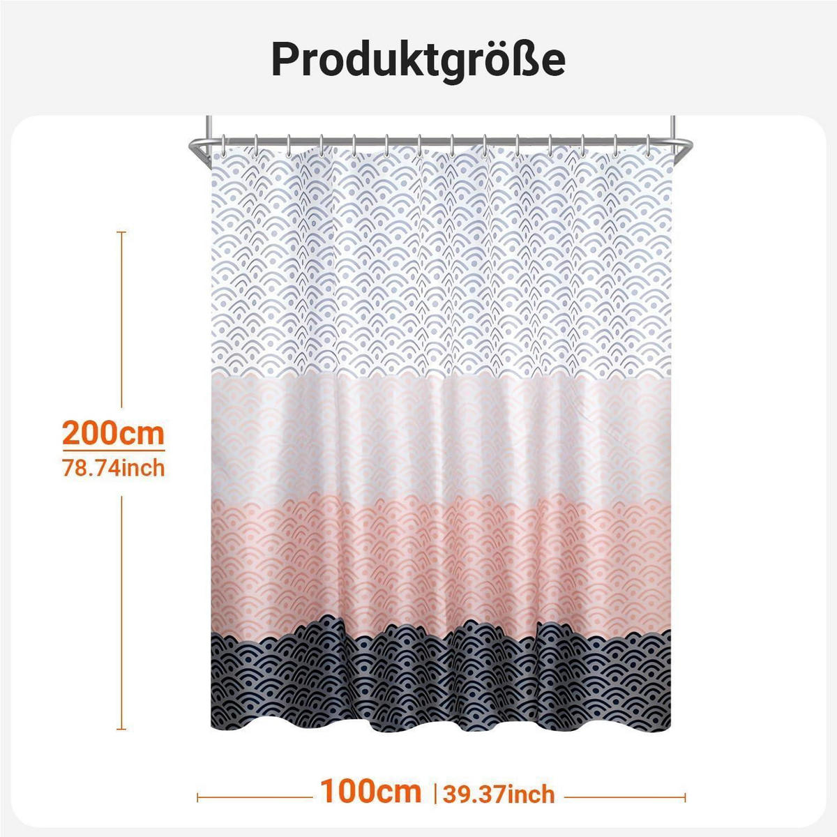 DUSCHVORHANG 100 x 200 cm Blume Textil Wasserdicht Waschbar - Multicolor, Textil (100/200cm)