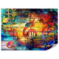 FOTOTAPETA Pre Študentskú Izbu Farebná Abstraktná HUDBA Graffiti NOTY 150 x 105 cm - oranžová/žltá, papier (150/105cm) - Muralo