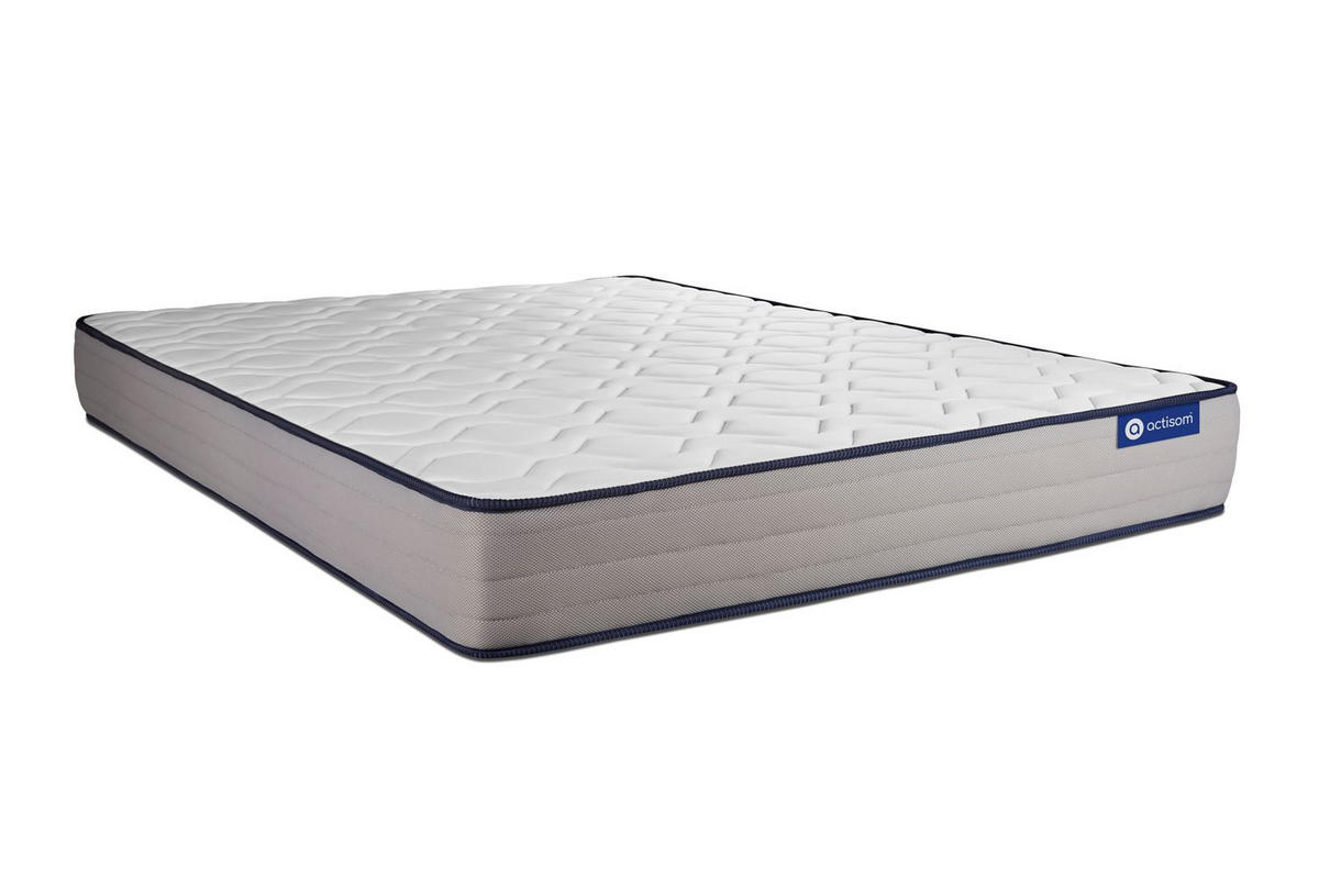 BETT Actiflex form Taschenfederkern und Memory-Schaum 200 x 200 cm h3 - Kit Bettgestell Grau - Mit Kissen und Bettdecke - Beige/Grau, Holz/Textil (200/200cm) - ACTISOM