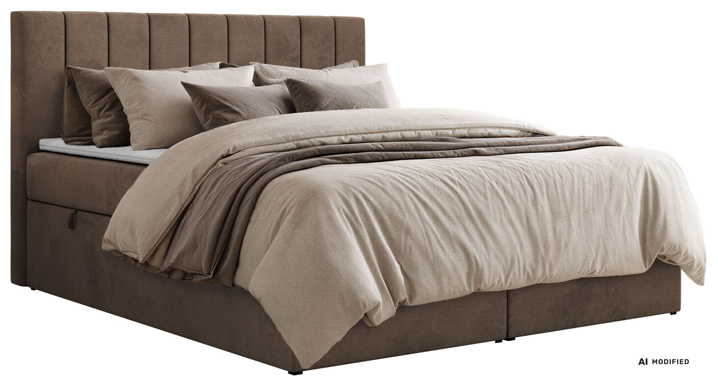 BOXBETT ALVER 180/200 - Braun Velvet - Topper T25 - H4 - Braun, Textil (180/200cm) - MKS