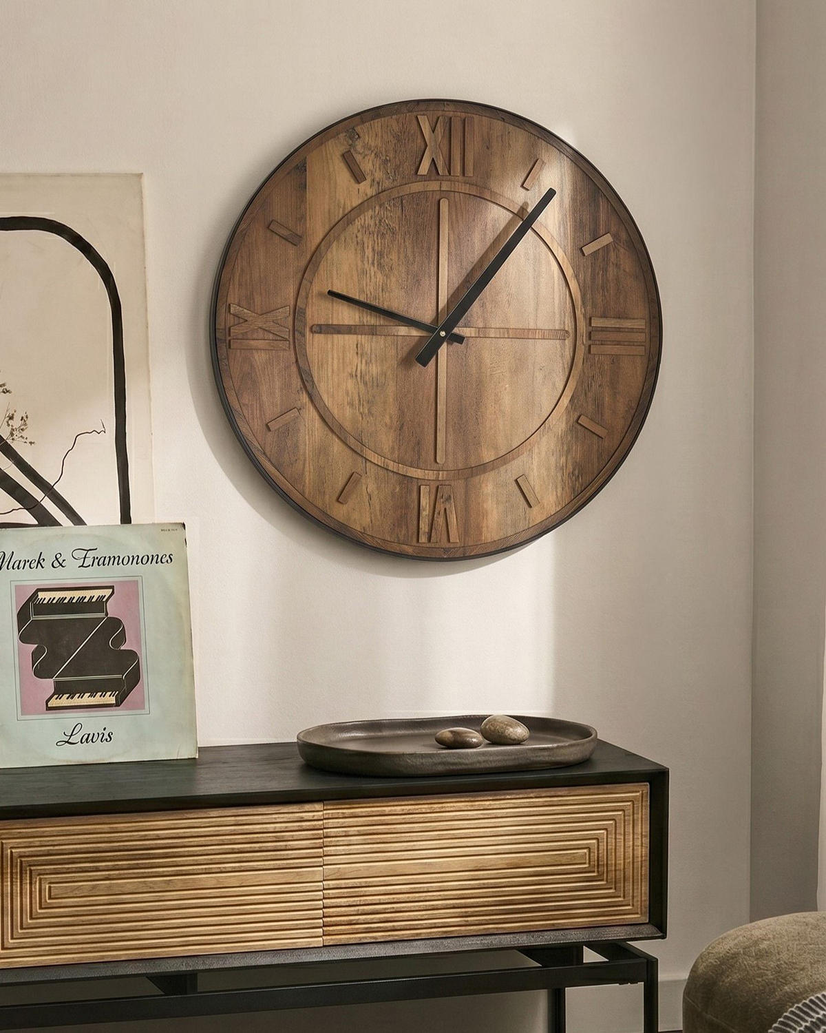 WANDUHR Braun Saulges - Schwarz/Braun, Holzwerkstoff (60/60/5cm) - Beliani