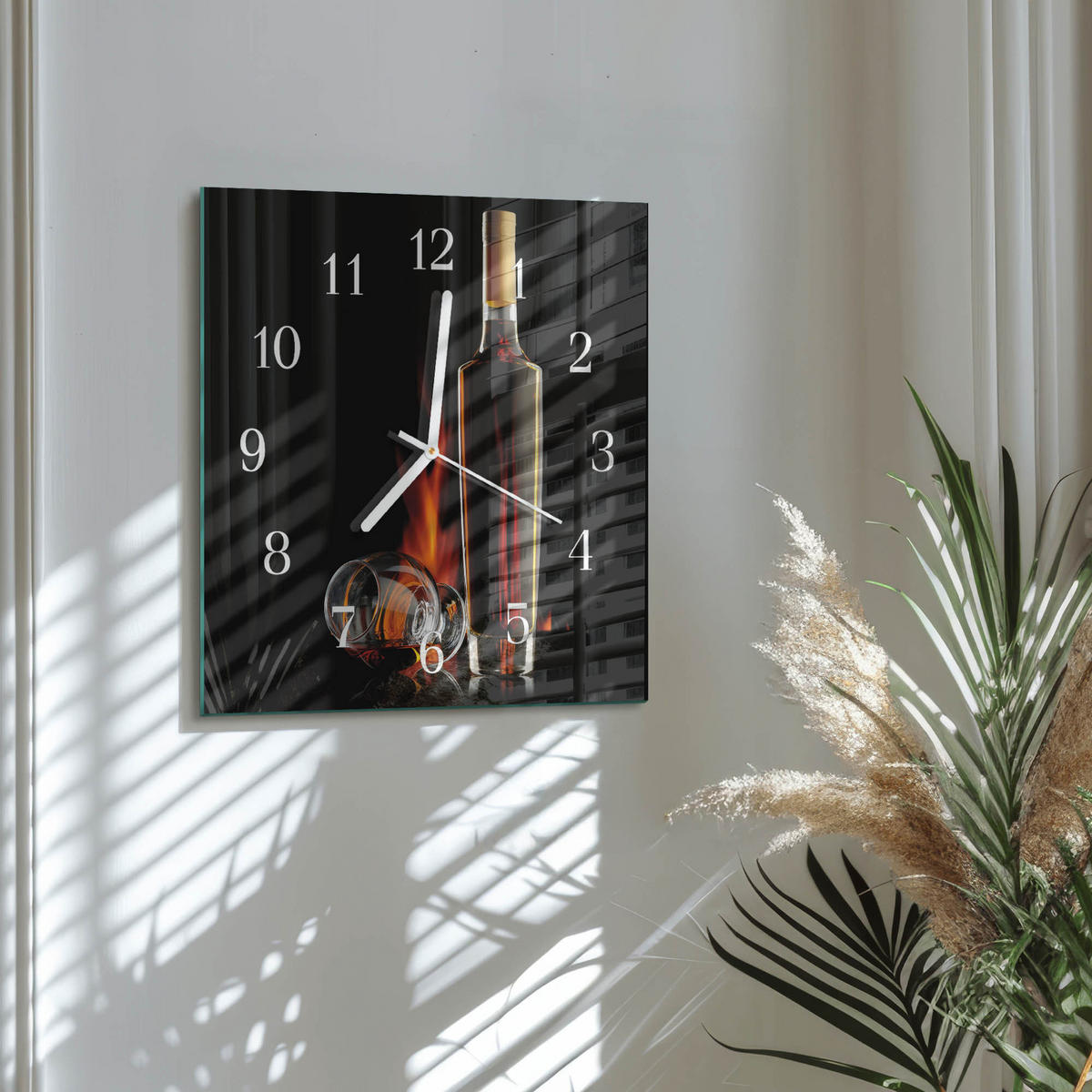WANDUHR 30x30 cm - Alkohol - Schwarz, Glas (30/30/0.4cm) - TULUP