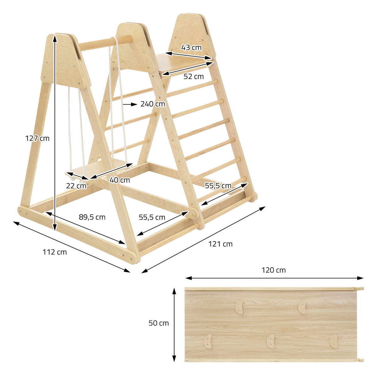 KLETTERGERÜST - Naturfarben, Holzwerkstoff (112/121cm) - Joyz