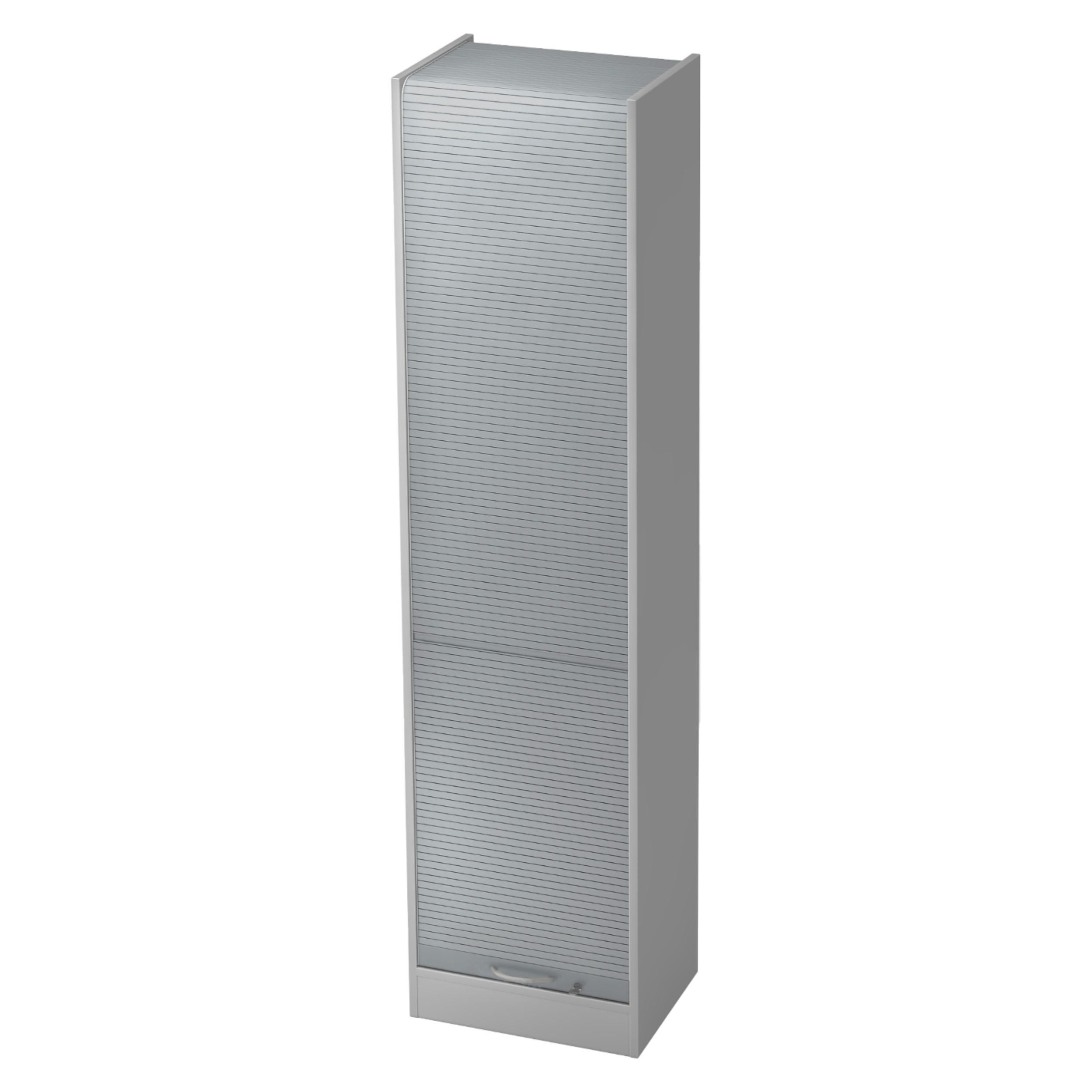 ROLLLADENSCHRANK - 5 Ordnerhöhen 40/50/200,4 cm in Grau/Silberfarben Bogengriff (Metall) - Silberfarben/Grau, Holzwerkstoff (50/200.4/40cm) - bümö