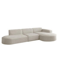 ECKSOFA Designer L-Form MODENA Stoff Loop Nate Rechts - Creme, Holz (296/165cm) - Kaiser Möbel