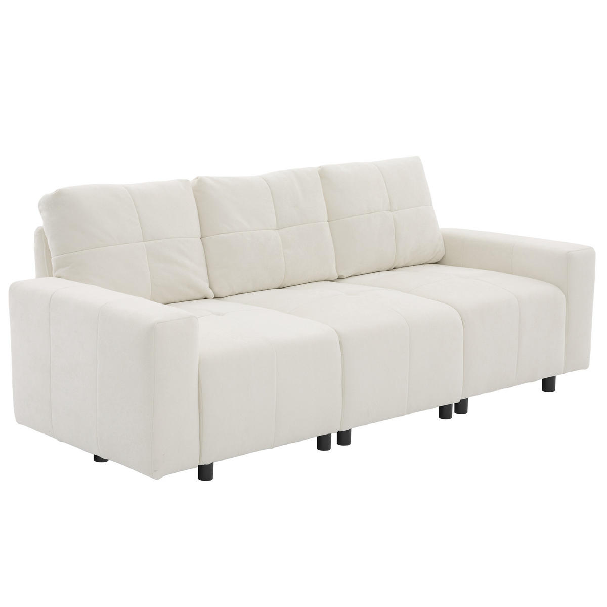ECKSOFA 213/94/84 cm Beige Weiß mit Schlaffunktion - Creme, Textil (213/94cm) - Oxeza
