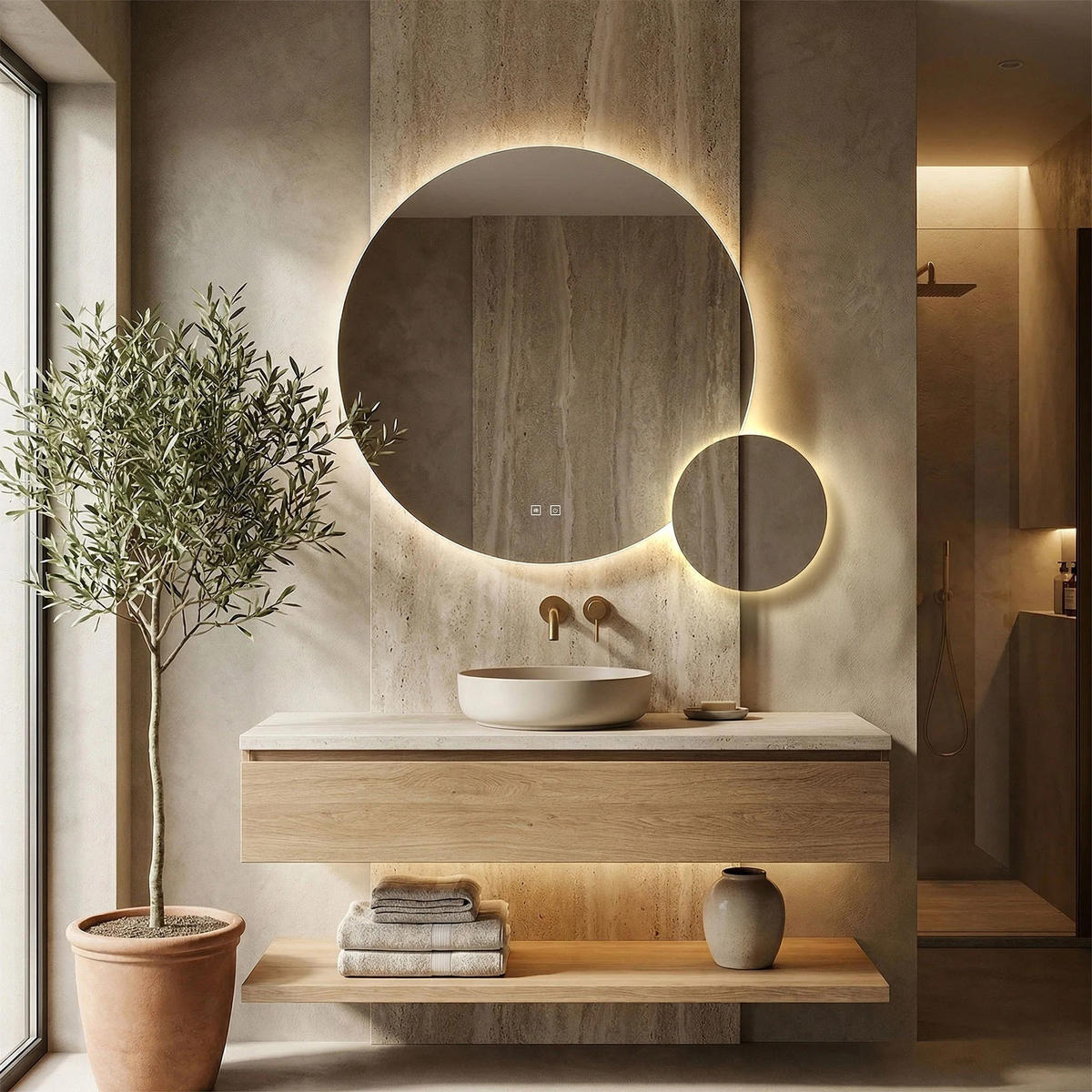 SPIEGEL Rea Led R-9045 90cm + 45cm - Transparent, Glas (90/90/2cm) - REA