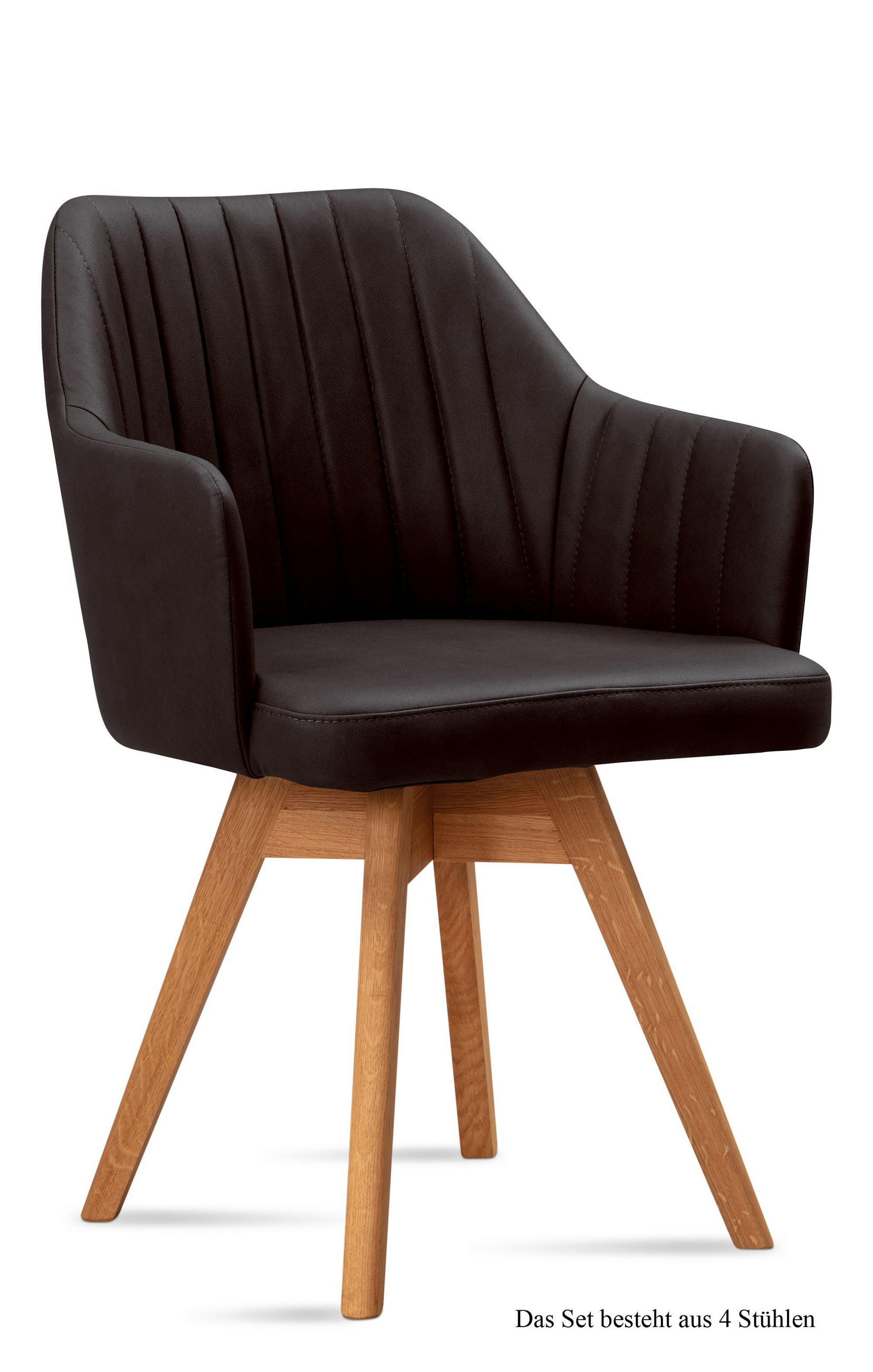 ARMLEHNSTUHL drehbar (4er-Set) Dotty 58x81x60 Eiche geölt/Espresso - Eichefarben/Dunkelbraun, Kunststoff (60/81/58cm) - 58aufmkessel