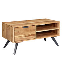 COUCHTISCH Massivholz und Metall, Modernes Design, Großer Stauraum, Robuste Beine - Beige/Anthrazit, Holz/Metall (45/95/45cm) - KADIMA DESIGN