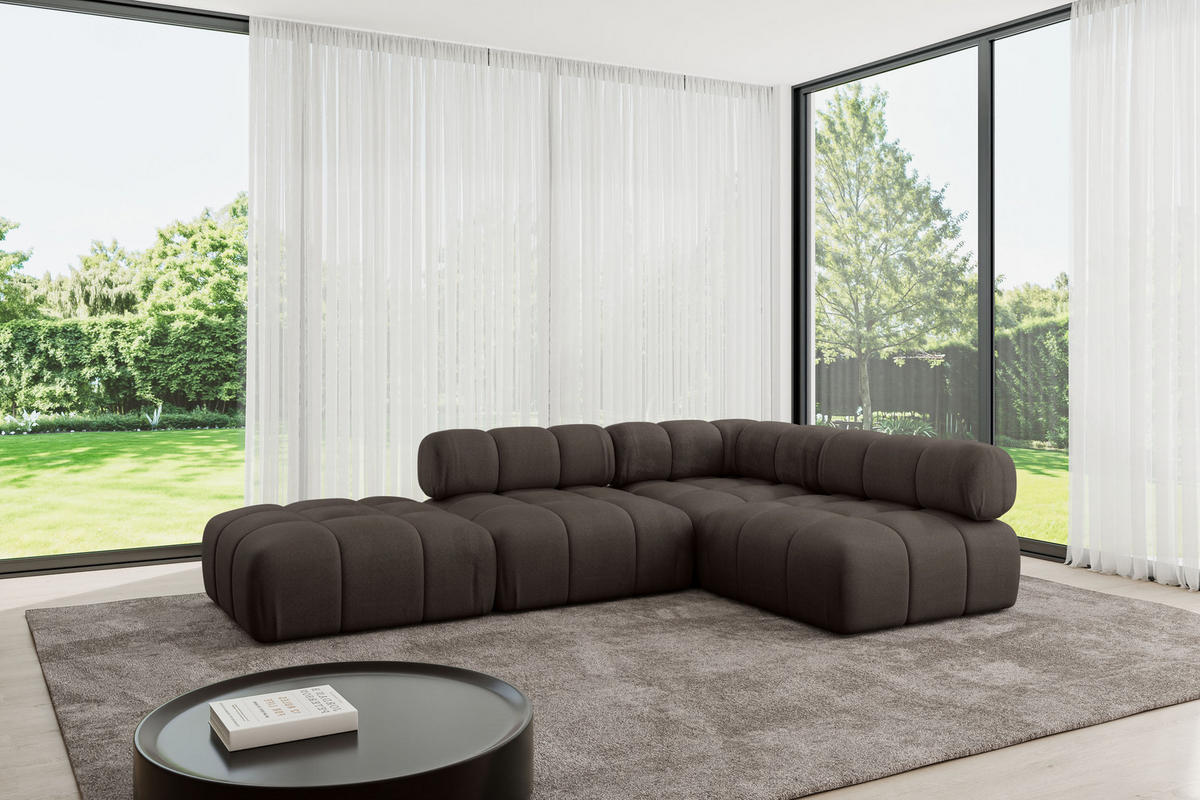 ECKSOFA modulares Sofa Favio-L1 - 285x190x70 cm Braun Velours - Braun, Holzwerkstoff/Textil (285/190cm) - ALTDECOR