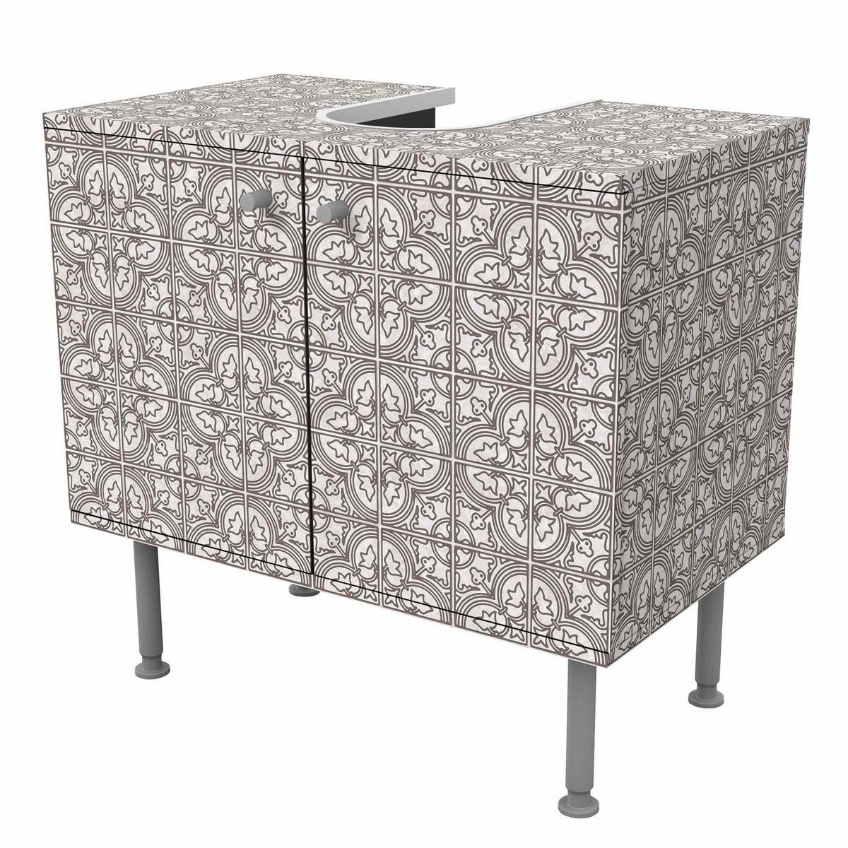 WASCHBECKENUNTERSCHRANK Fliesenmuster Faro grau 60/55/35 cm - Grau, Holzwerkstoff (60/55/35cm) - Bilderwelten