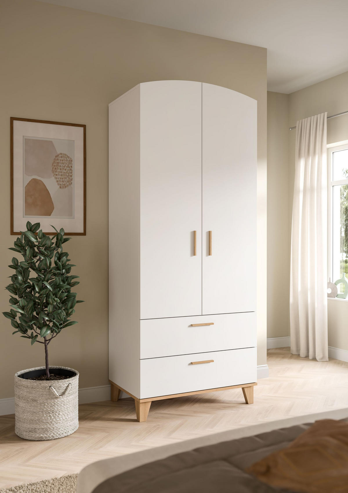 KLEIDERSCHRANK 2-türig STELLA (B/H/T: ca. 81/198/51 cm) in weiß/weiß - Weiß, Holzwerkstoff (81/198/51cm)