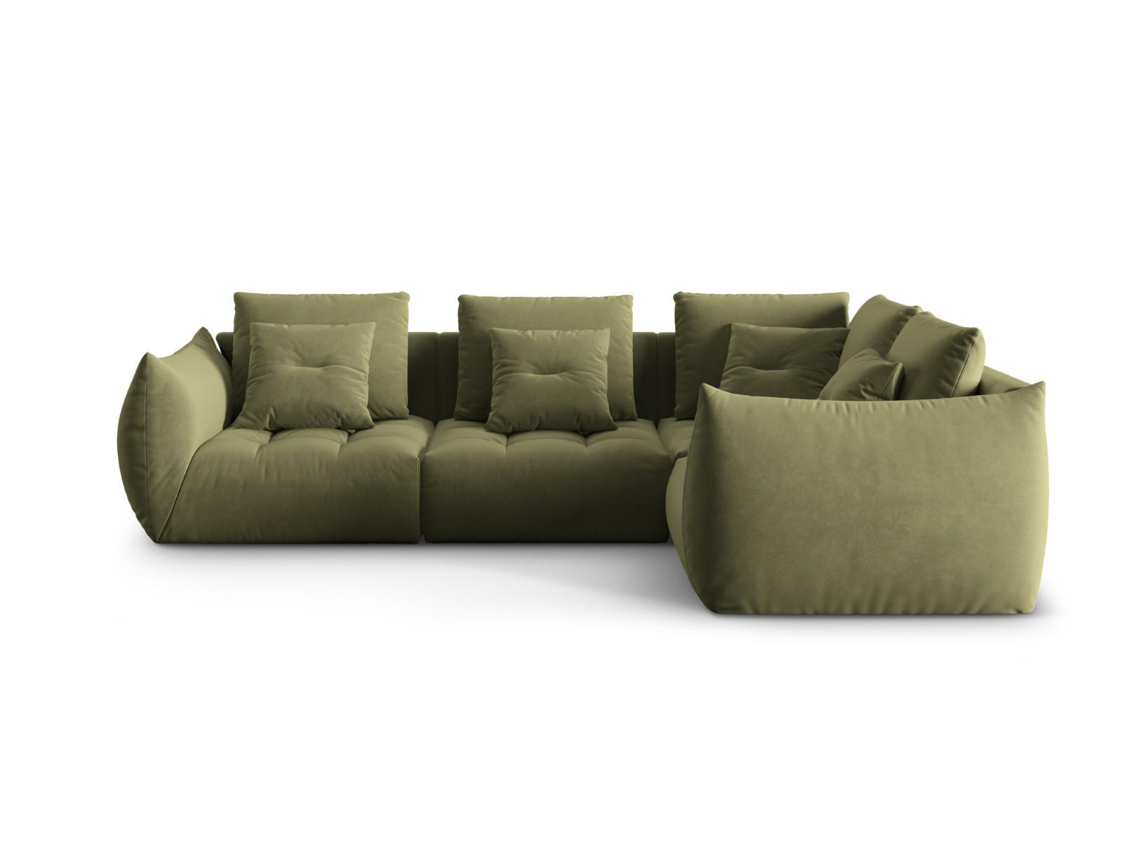 ECKSOFA modular rechts Bloom aus Samt hellgrün 3 Sitzplätze - Hellgrün, Textil (216/316cm) - Micadoni