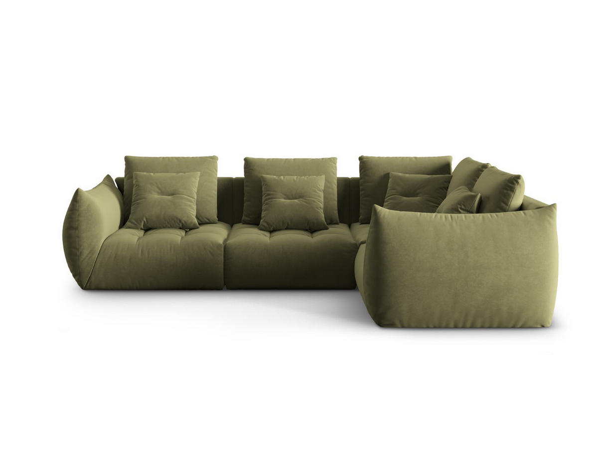 ECKSOFA modular rechts Bloom aus Samt hellgrün 3 Sitzplätze - Hellgrün, Textil (216/316cm) - Micadoni