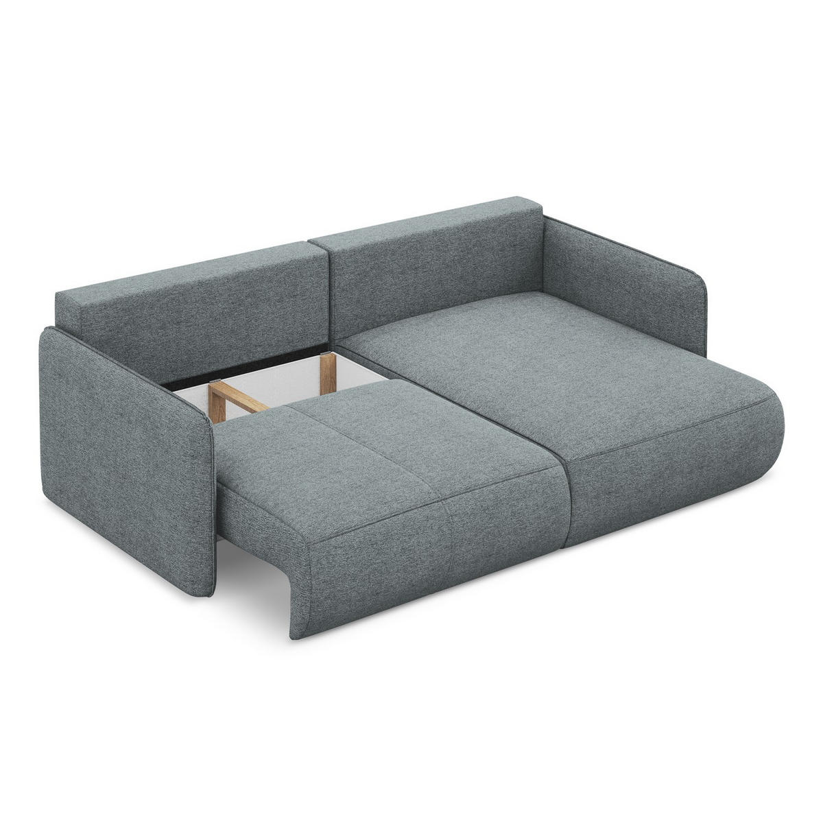 ECKSOFA mit Schlaffunktion Chenille Stoff Blau - Blau/Blaugrau, Kunststoff/Textil (207/148cm) - LaMiaSofa